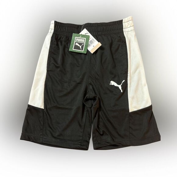 Nwt boys small Puma Black and White Athletic Shorts Lightweight Mesh - Picture 1 of 2